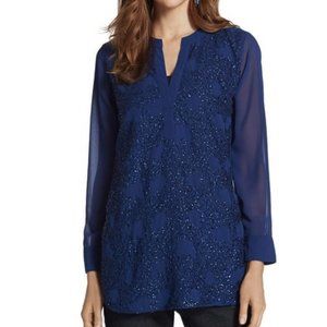 Chico's | Relaxed Elegance Sequin Fayth Top | Cobalt Royal Blue | Size 2 US L/12